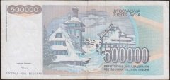 Yugoslavya 500000 Dinar 1993 Çok Temiz +