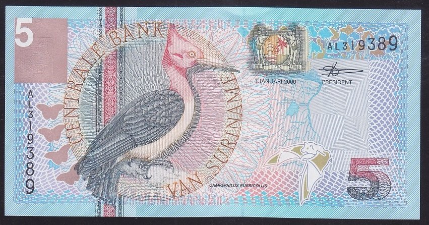 SURİNAME 5 GULDEN 2000 ÇİL eski para mezat
