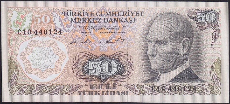 6.EMİSYON 1.TERTİP 50 LİRA C10 440124 ÇİLALTI ÇİL