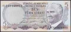 6.Emisyon 1.Tertip 5 Lira E03 038811 Çilaltı