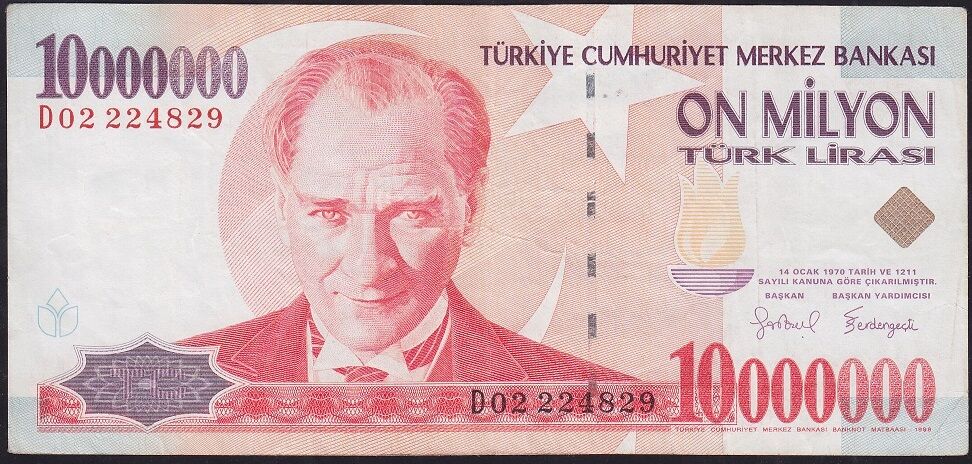 7.Emisyon 10.000.000 Lira D02 224829 Çok Temiz+