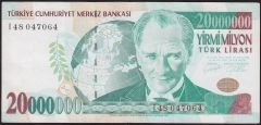 7.Emisyon 20 000 000 Lira I48 047064 Çok Temiz+