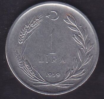 1959 Yılı 1 Lira Ters