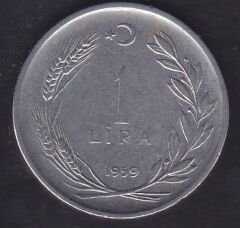 1959 Yılı 1 Lira Ters