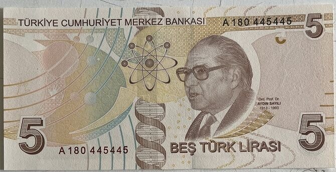 9.Emisyon 1.Tertip 5 Lira A180 445 445 Çil