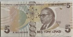 9.Emisyon 1.Tertip 5 Lira A180 445 445 Çil