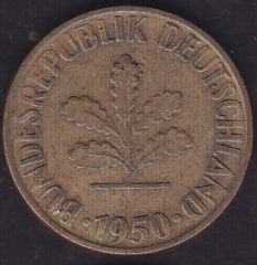 Almanya 10 Pfennig 1950 F