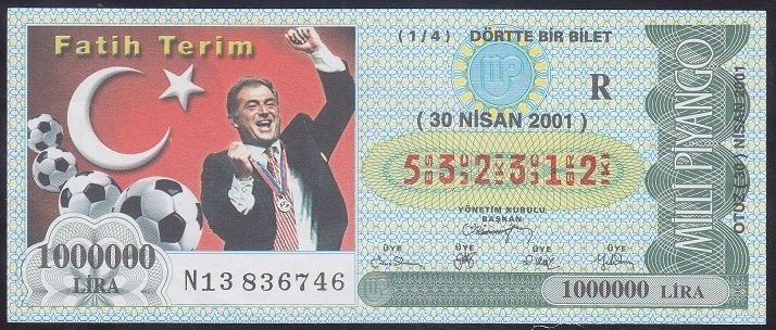 2001 30 NİSAN ÇEYREK BİLET R SERİSİ - FATİH TERİM