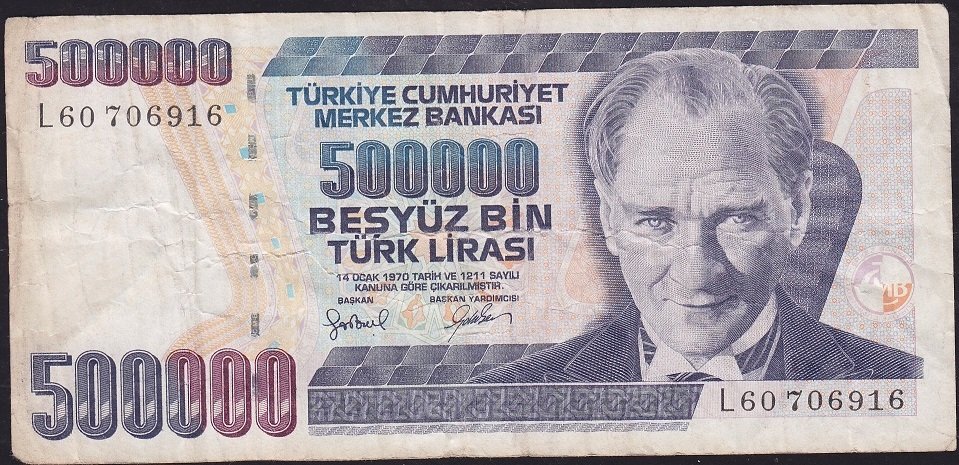 7.Emisyon 4.Tertip 500000 Lira L60 706916 Temiz
