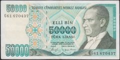 7.Emisyon 1.Tertip 50000 Lira G61 670437 Çok Temiz+