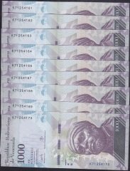 VENEZUELA 1000 BOLİVARES 2017 ÇİL SERİ TAKİPLİ (10 ADET)