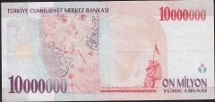7.Emisyon 10.000.000 Lira C90 787214 Çok Temiz+
