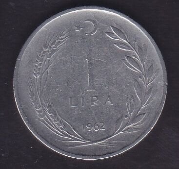 1962 Yılı 1 Lira Ters