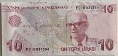 9.Emisyon 6.Tertip 10 Lira F015 934564 Çil