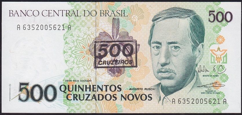 Brezilya 500 Cruzeiros 1990 Çilaltı Çil Pick 226
