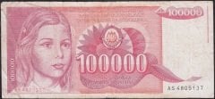 Yugoslavya 100000 Dinar 1989 Temiz