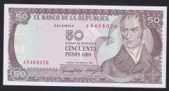 Kolombiya 50 Pesos Oro 1986 Çil Pick 425b