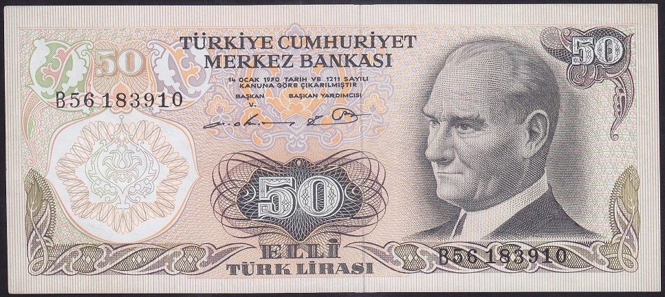 6.EMİSYON 1.TERTİP 50 LİRA B56 183910 ÇİL