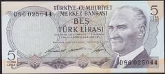 6.Emisyon 1.Tertip 5 Lira D86 025044 Çilaltı