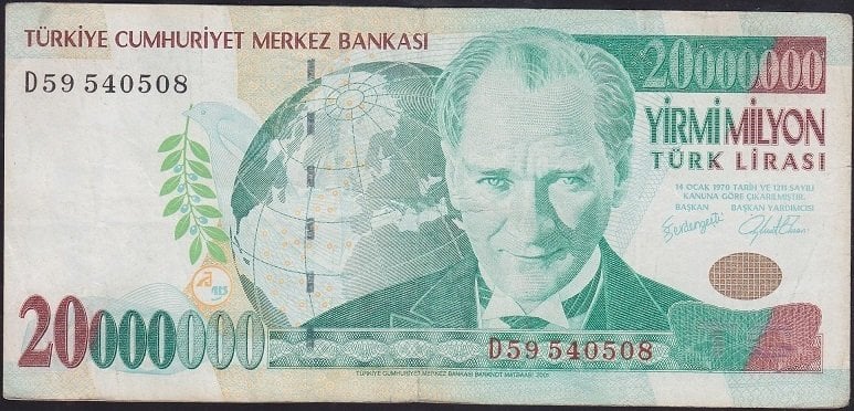 7.EMİSYON 20 000 000 LİRA D59 540508 ÇOK TEMİZ