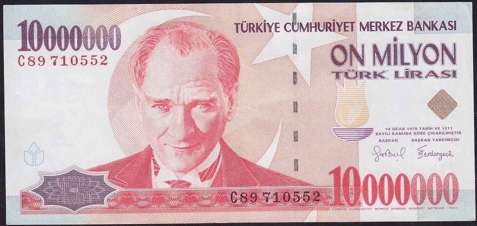 7.Emisyon 10000000 Lira C89 710552 Çok Çok Temiz