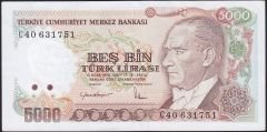 7.Emisyon 2.Tertip 5000 Lira C40 631751 Çilaltı+