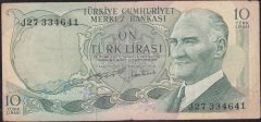 6.Emisyon 2.Tertip 10 Lira J27 334641 Çok Temiz