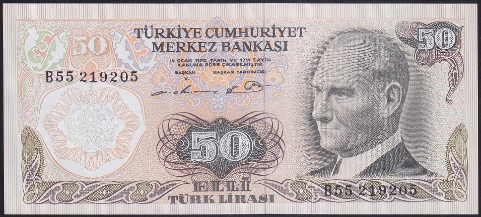 6.EMİSYON 1.TERTİP 50 LİRA B55 219205 ÇİLALTI ÇİL