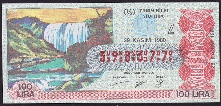 1980 29 Kasım Yarım Bilet - Z Serisi