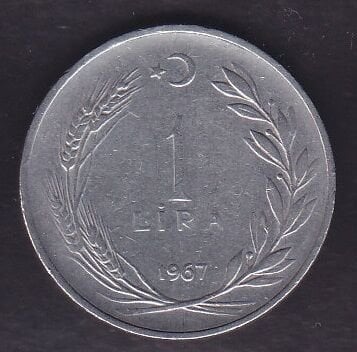 1967 Yılı 1 Lira Ters