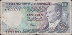 7.EMİSYON 1.TERTİP 10000 LİRA A25 425162 TEMİZ