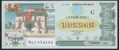 2000 9 EKİM ÇEYREK BİLET G SERİSİ