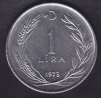 1973 Yılı 1 Lira Ters