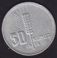 1936 Yılı 50 Kuruş Gümüş