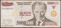 7.Emisyon 5 000 000 Lira K24 486775 Çok Temiz