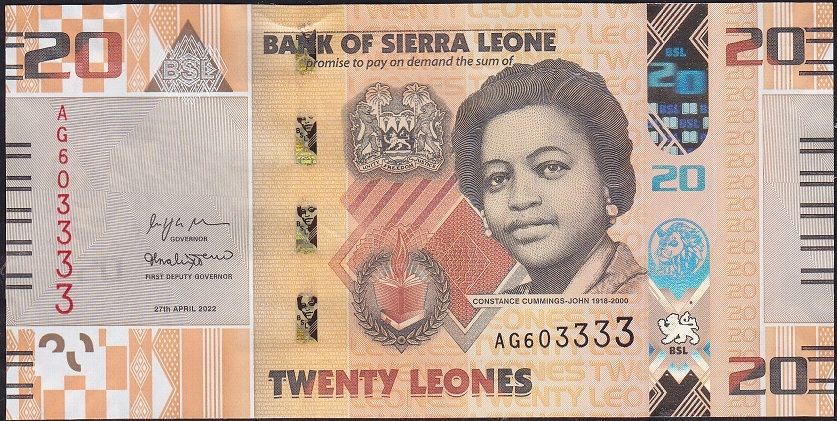 Sierra Leone 20 Leones 2022 Çil 3333
