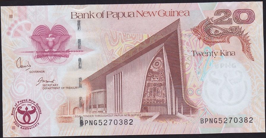 Papua New Guinea 20 Kına 2008 Çil Pick 36