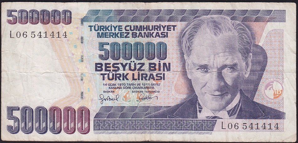 7.Emisyon 4.Tertip 500000 Lira L06 541414 Temiz+