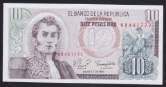 Kolombiya 10 Peso Oro 1980 Çil 68401777 Pick407g