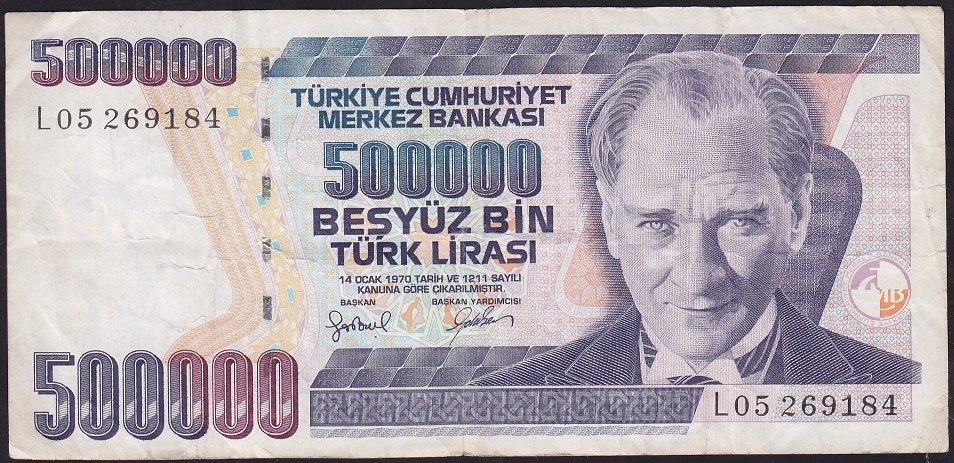 7.Emisyon 4.Tertip 500000 Lira L05 269184 Çok Temiz