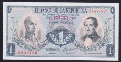Kolombiya 1 Peso Oro 1973 Çil Pick404e