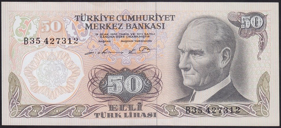 6.EMİSYON 1.TERTİP 50 LİRA B35 427312 ÇİLALTI