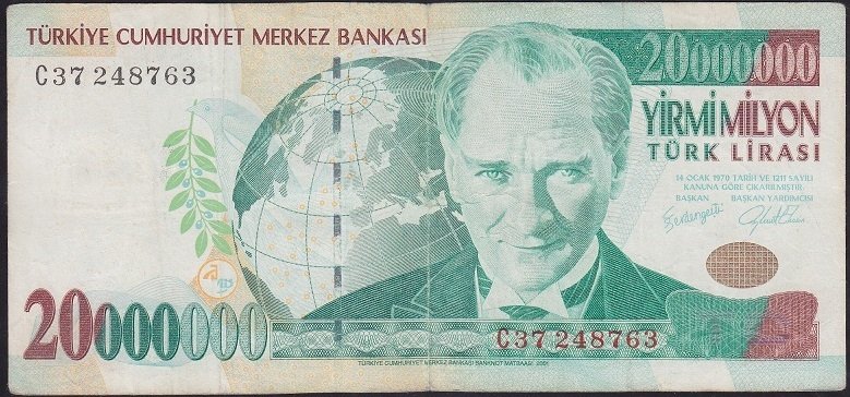 7.EMİSYON 20 000 000 LİRA C37 248763 ÇOK TEMİZ