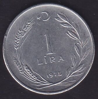 1975 Yılı 1 Lira Ters