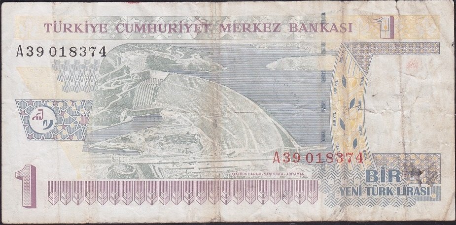 8.Emisyon 1 YTL A39 018374 Çok Temiz