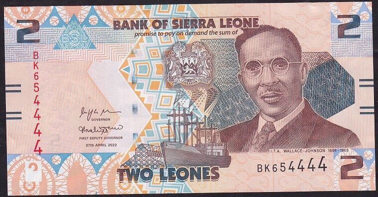 Sierra Leone 2 Leones 2022 Çil 4444