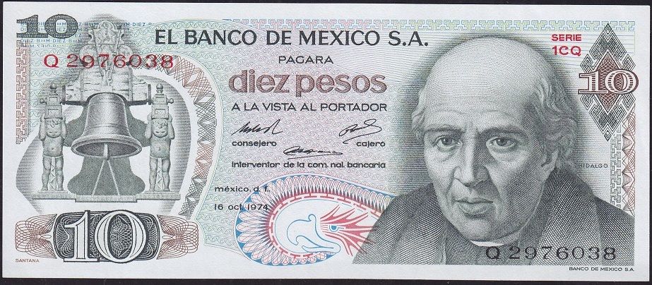 Meksika 10 Pesos 1974 Çilaltı Pick 63g