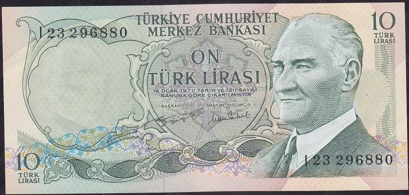 6.Emisyon 2.Tertip 10 Lira I23 296880 Çilaltı Çil