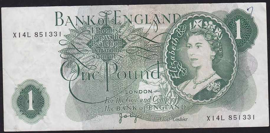 İngiltere 1 Pound 1960 - 1977 Temiz Pick 374a Kraliçe