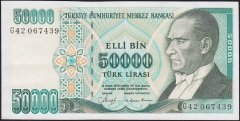 7.Emisyon 1.Tertip 50000 Lira G42 067439 Çok Çok Temiz+